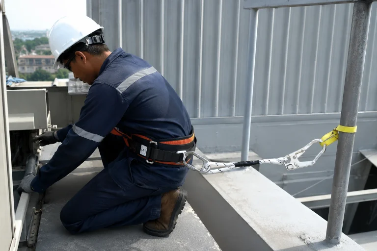 Pekerja Menggunakan Tali Safety Belt